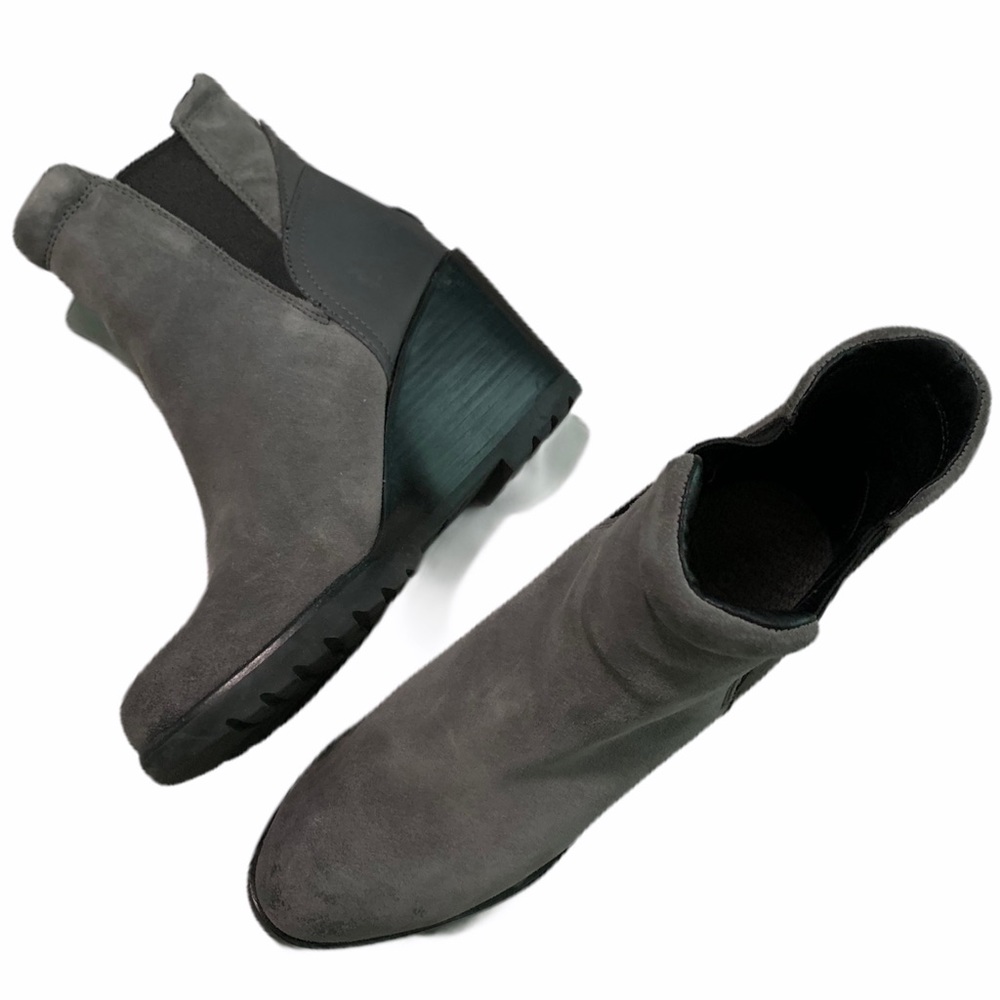 Sorel After Hours gray suede chelsea wedge boot